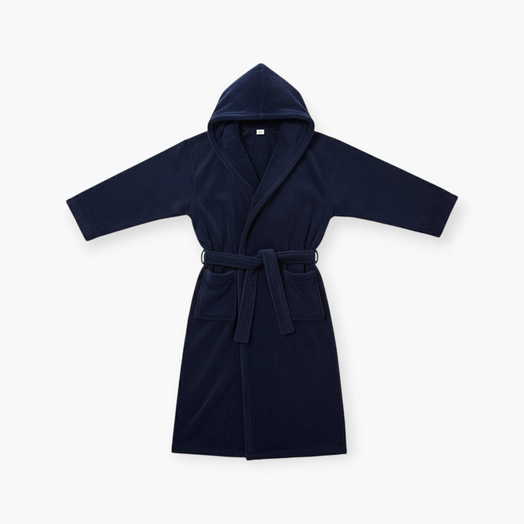 Peignoir Homme à Capuche – Polaire Bleu Marine Long