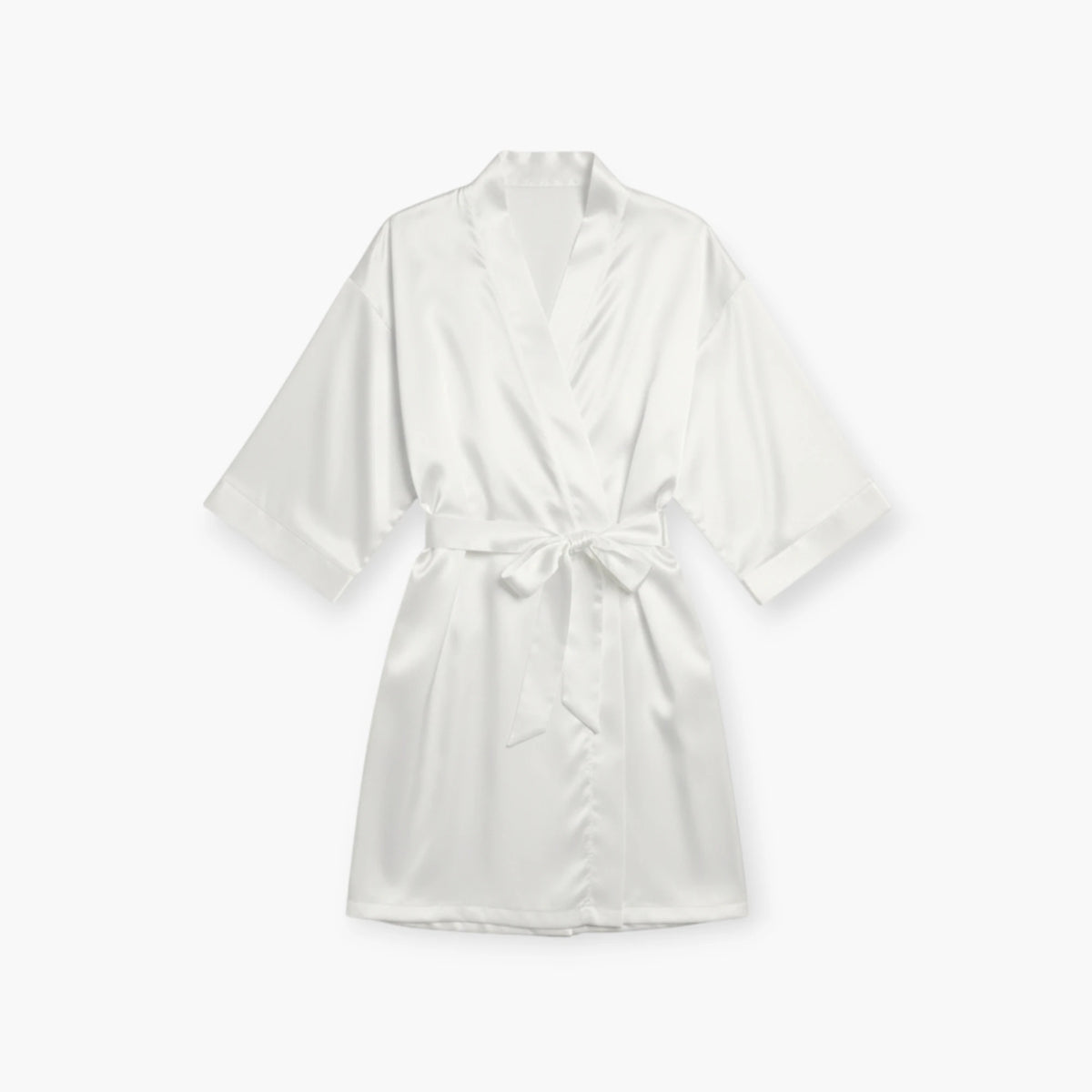 Peignoir Femme Satin – Blanc Style Kimono Minimaliste