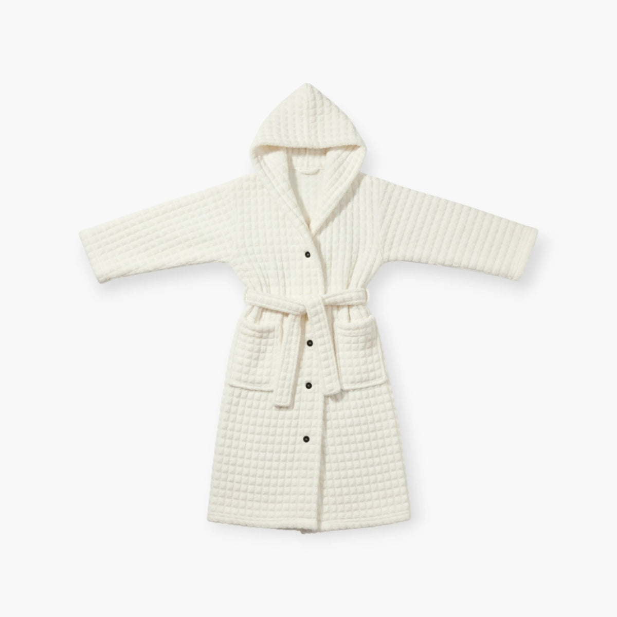 Peignoir Femme Hiver – Polaire Blanche à Capuche et Boutons