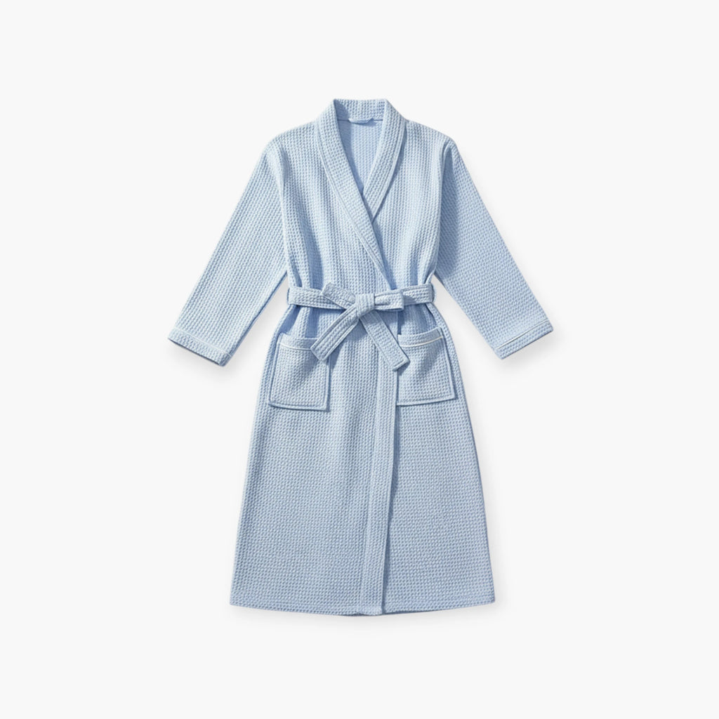 Peignoir Femme Nid d’Abeille - Bleu Long