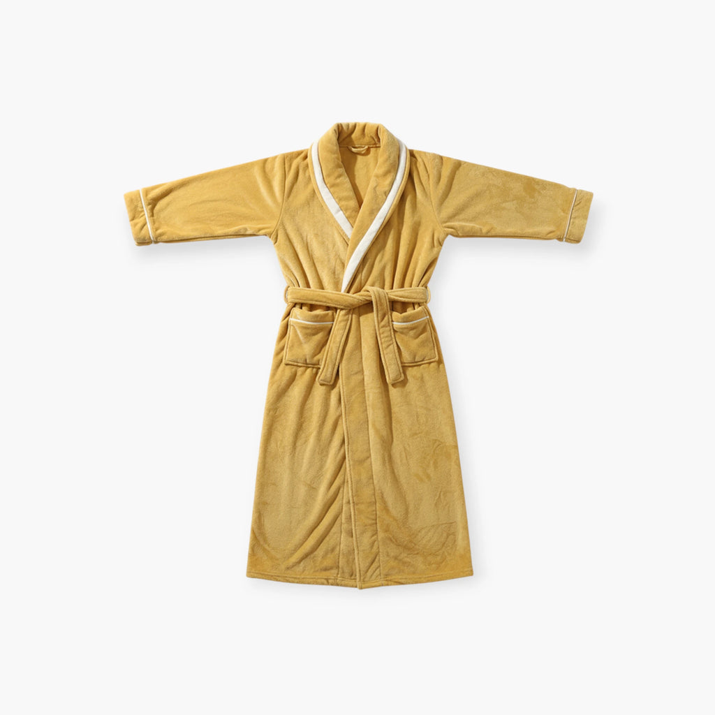 Peignoir Homme Long - Jaune en Flanelle