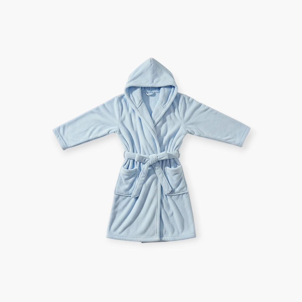 Peignoir Femme – Hiver Bleu à Capuche