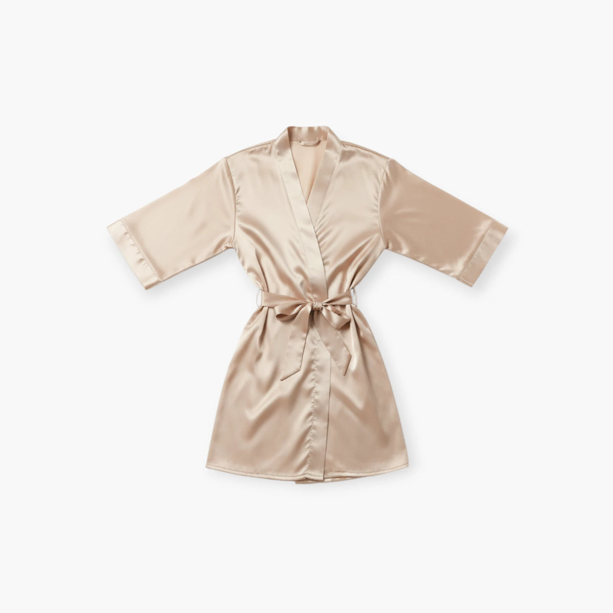 Peignoir Femme – En Satin Court Couleur Champagne