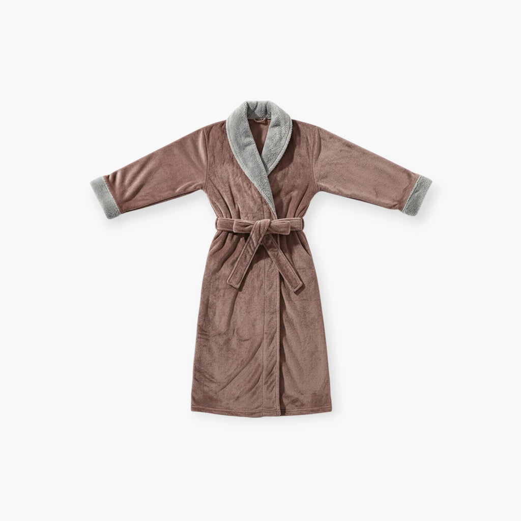 Peignoir Femme – Hiver Marron Long en Flanelle