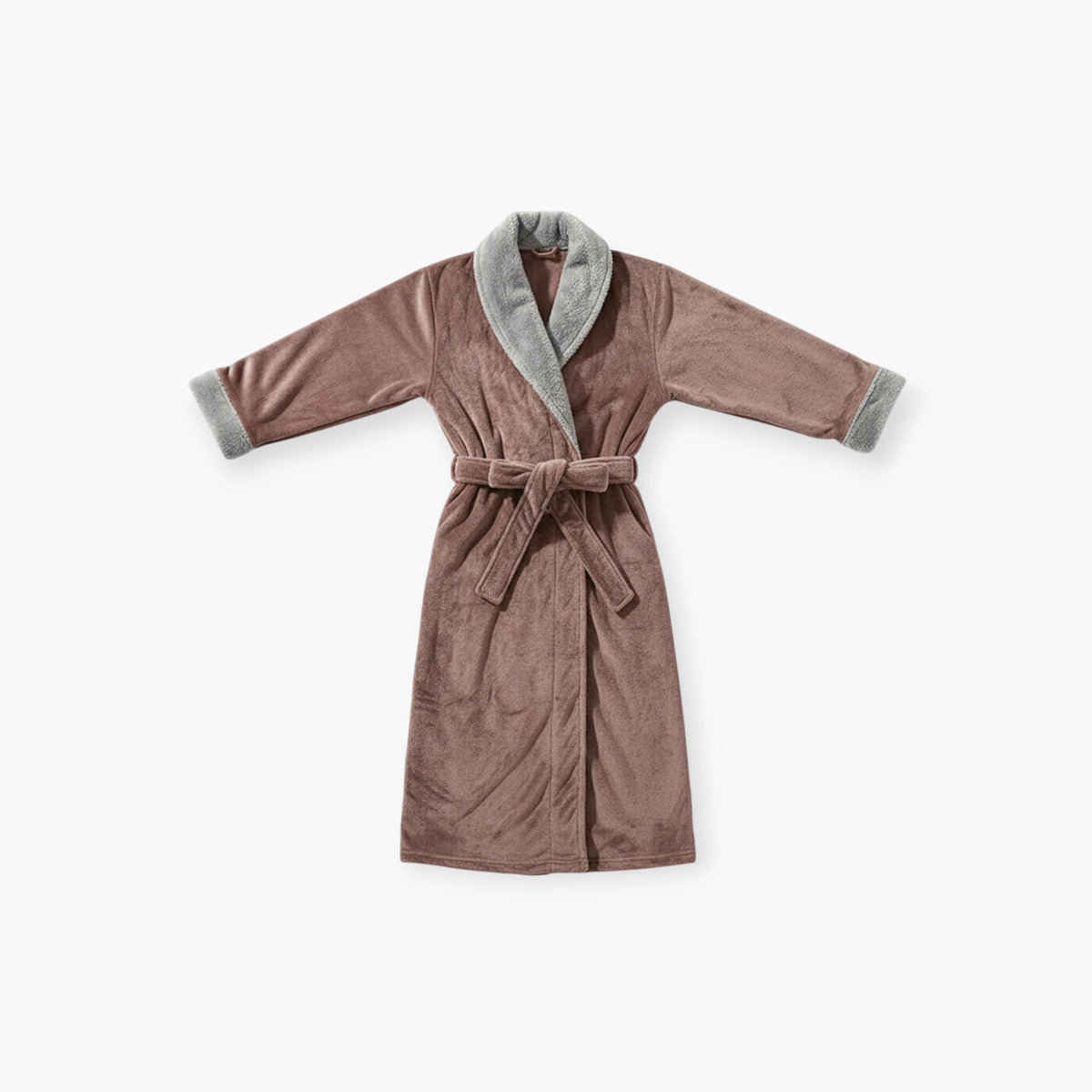 Peignoir Femme – Hiver Marron Long en Flanelle