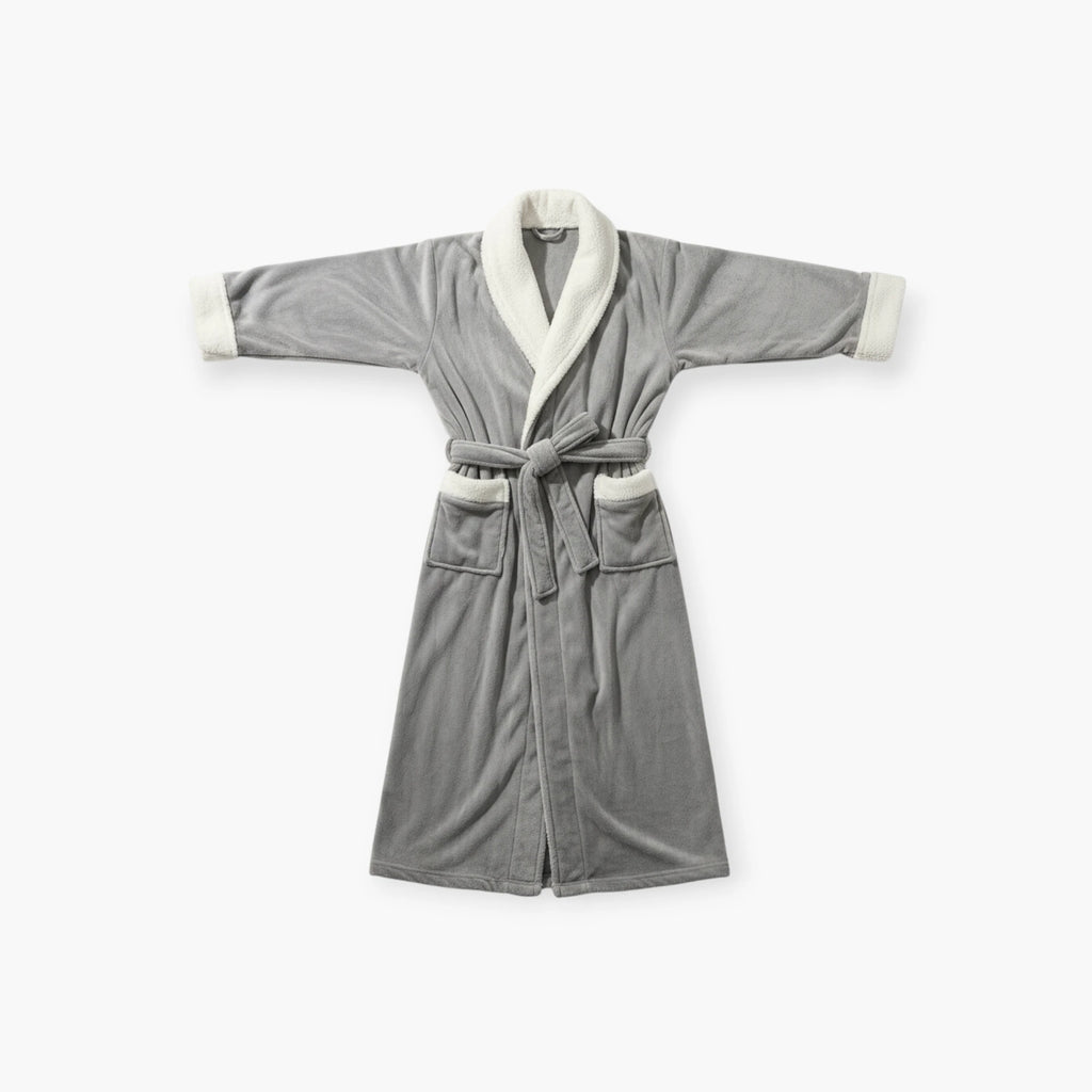 Peignoir Homme – Hiver Gris Long en Flanelle