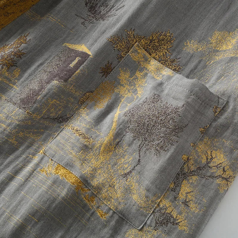 Peignoir kimono gris homme - Momiji