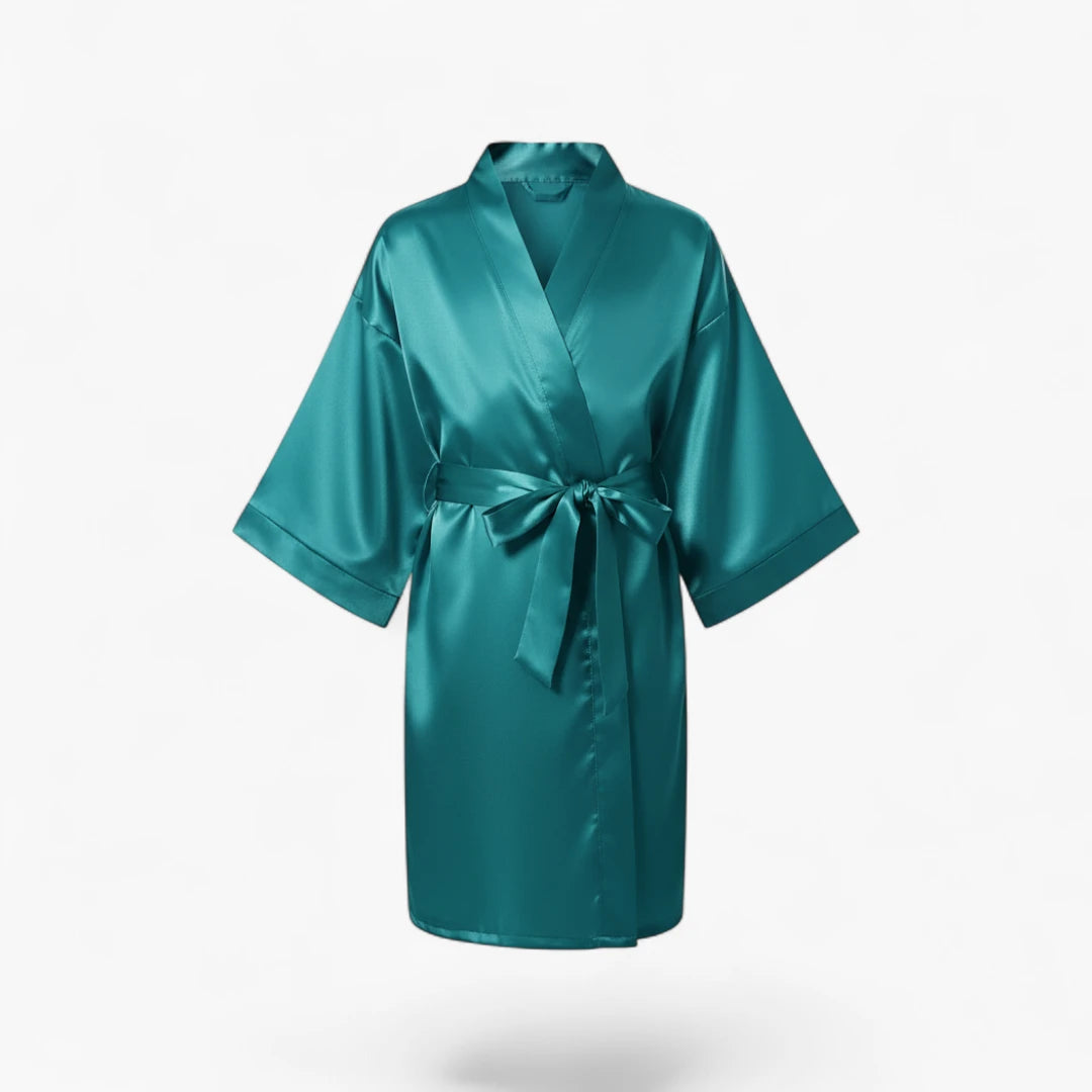 Peignoir Satin Fille Bleu Classique