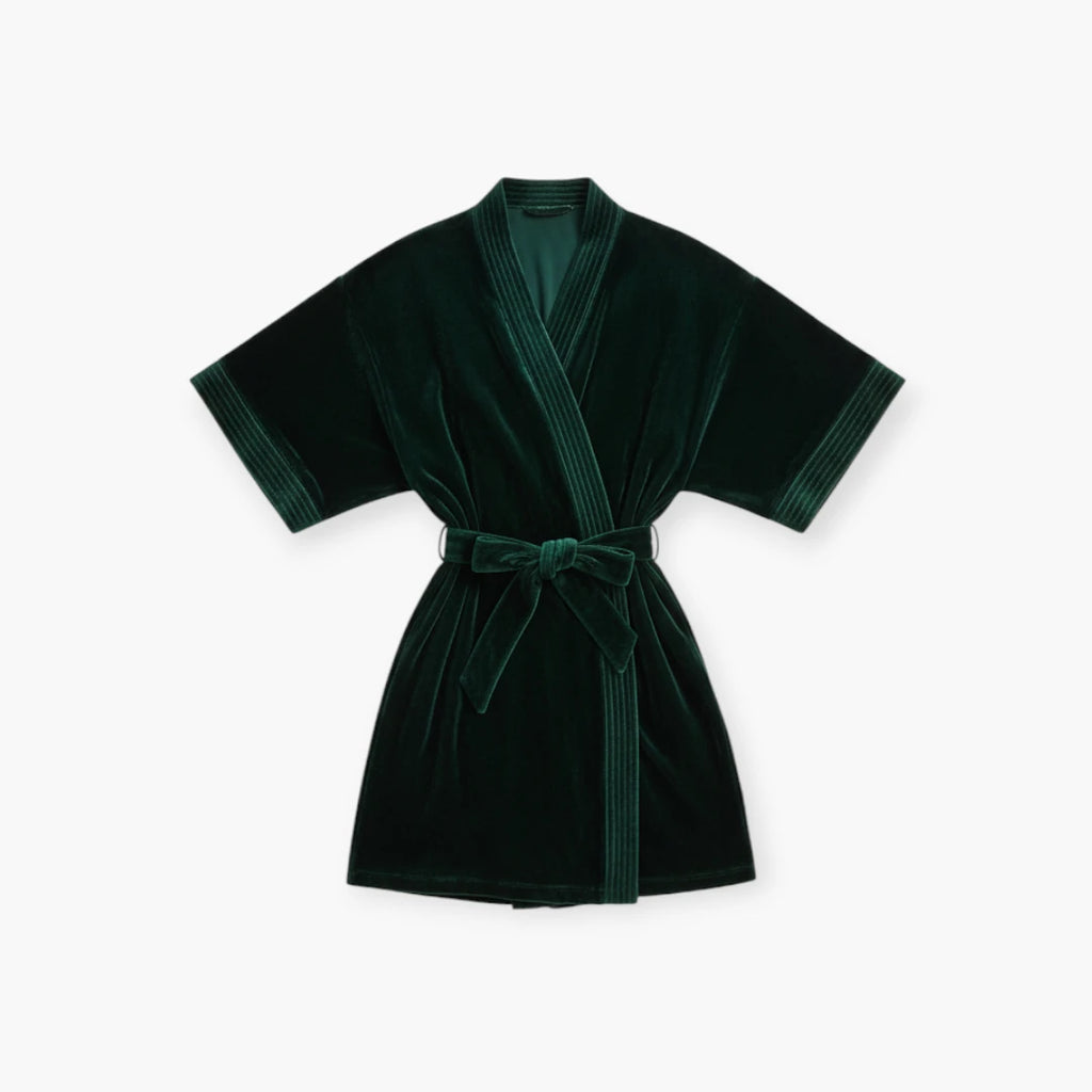 peignoir court femme velours
