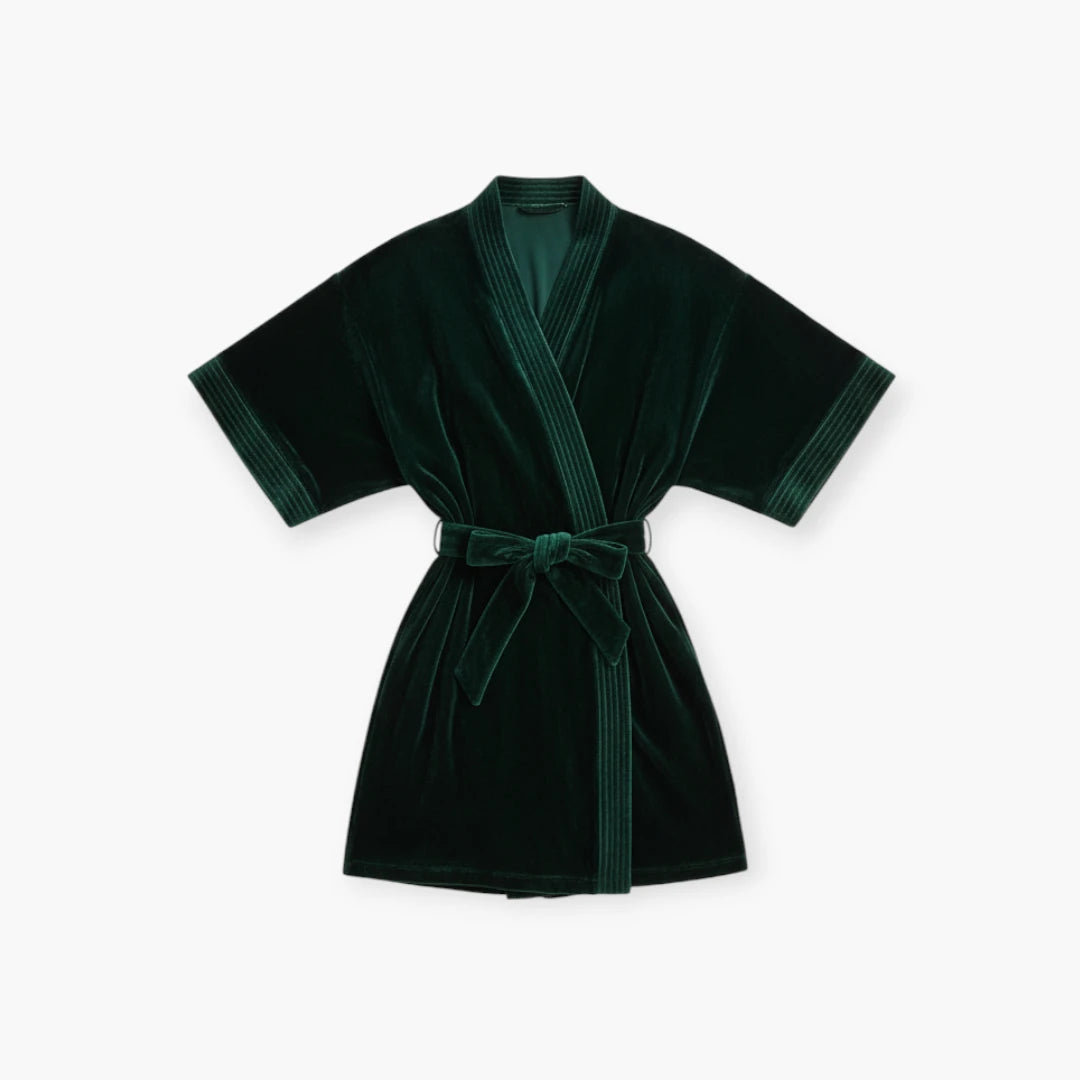 peignoir court femme velours