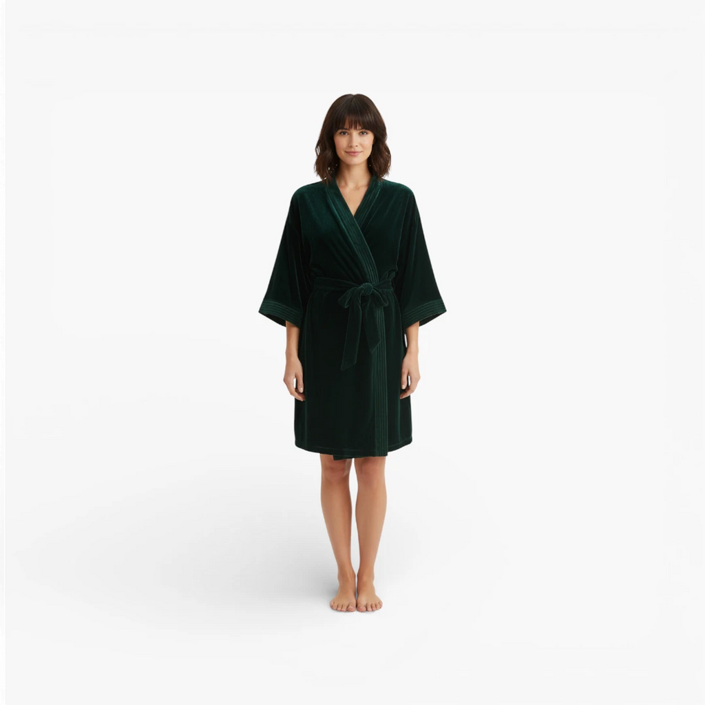 peignoir court femme velours