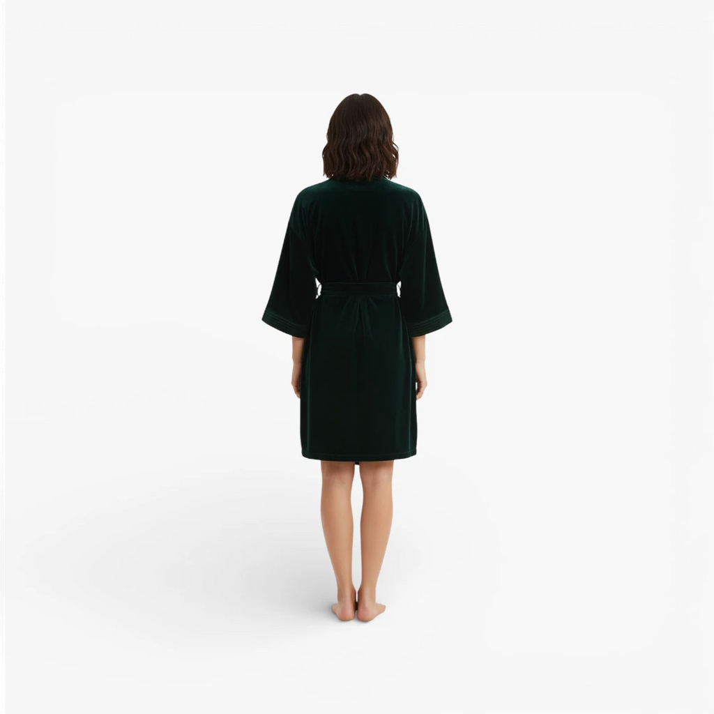 peignoir court femme velours