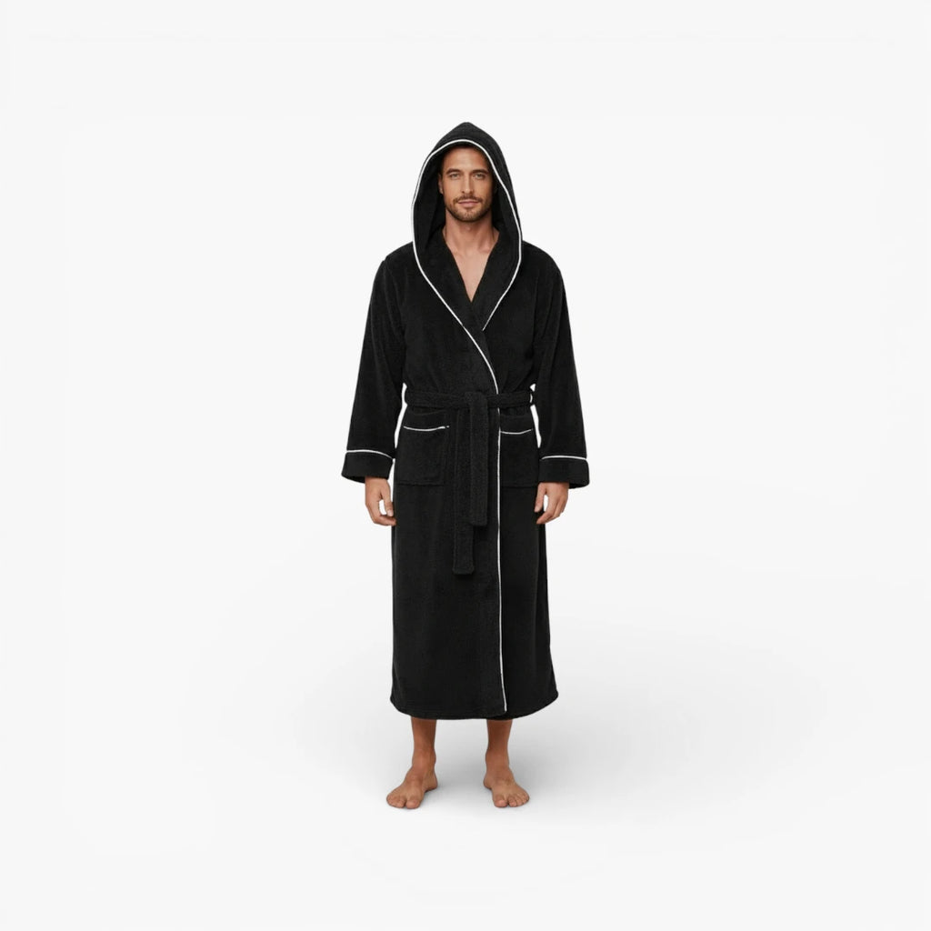 Peignoir Noir à Capuche Homme