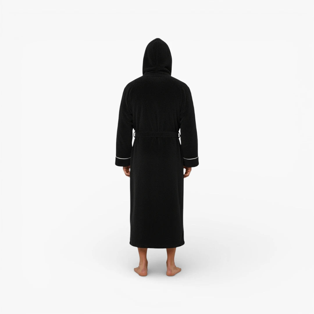 Peignoir Noir à Capuche Homme